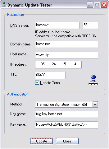 Dynamic Update Tester Screenshot